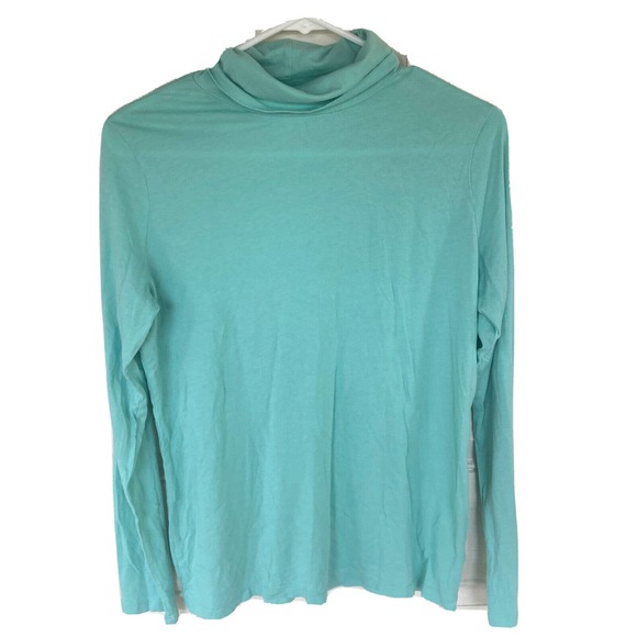 jcpenney Tops - JCP Womens T-Shirt Size Large Turtleneck Stretch Semi Sheer Teal Blue Modal